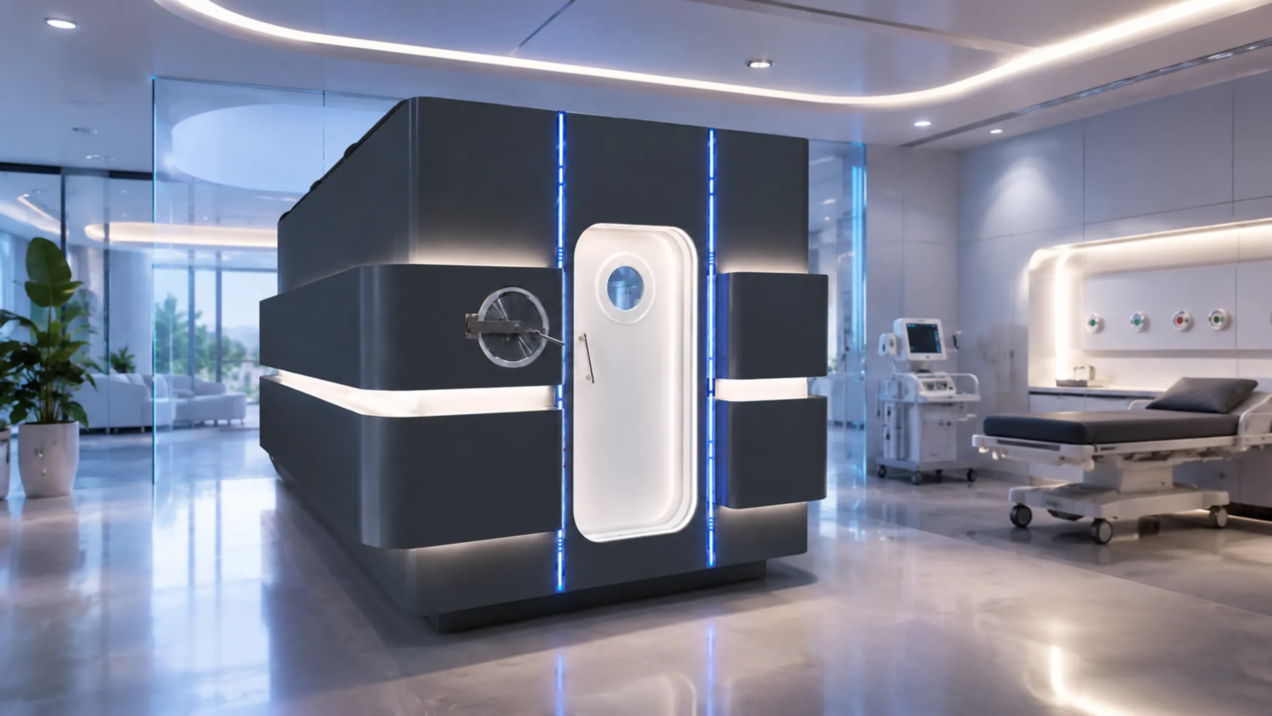 Biruni multiplace hyperbaric oxygen chamber (12+2) for hospitals by Oxyliving