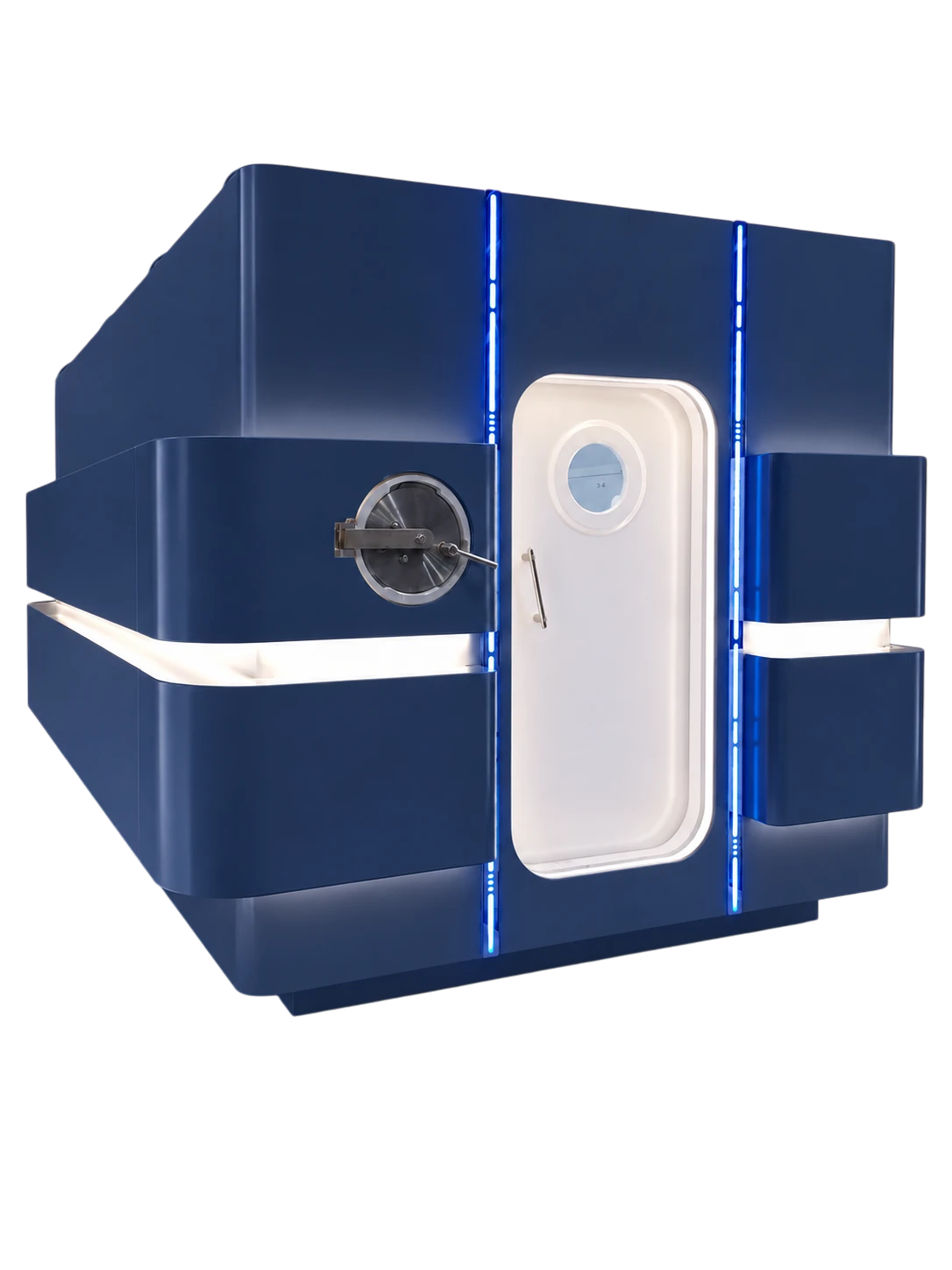 Biruni oxygen chamber by Oxyliving in Sapphire Blue — multiplace 12+2 hospital system