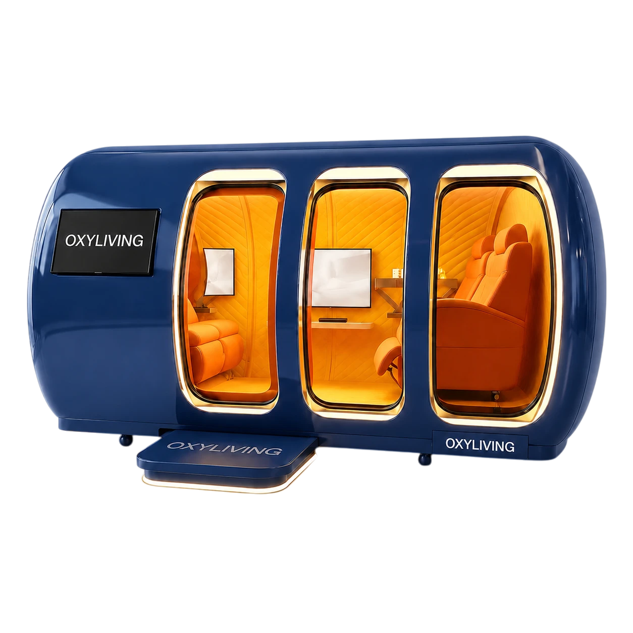 Taragay XL oxygen chamber by Oxyliving in Sapphire Blue — extra-roomy four-person chamber